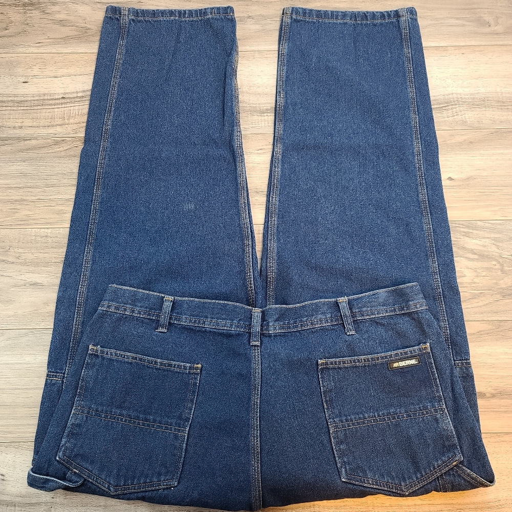 Berne Mens Workwear Carpenter Blue Jeans Medium Wash Denim Size 40X30
